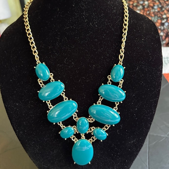 Elegant Turquoise bib Statement Necklace y2k - Picture 5 of 5